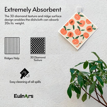 Swedish Dish Cloth 8 Pack Reusable Super Absorbent Quick Dry Kitchen Towels with Clips and Labels
