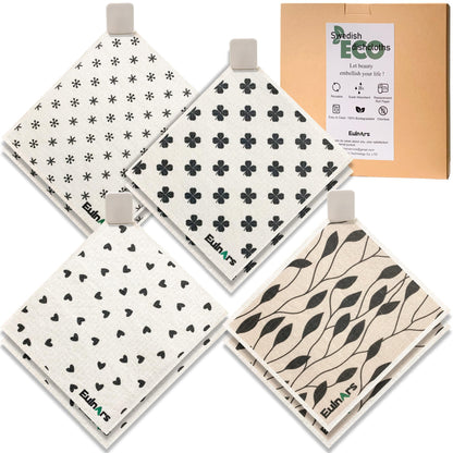 Swedish Dish Cloth 8 Pack Reusable Super Absorbent Quick Dry Kitchen Towels with Clips and Labels