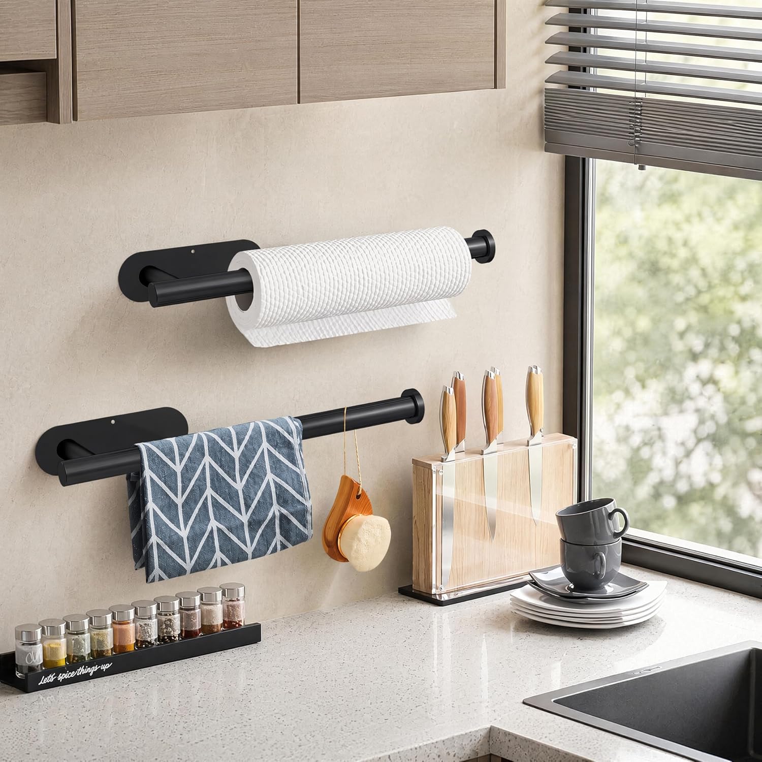 Paper Towel Holder Under Cabinet Wall Mount Self Adhesive SUS304 Stainless Steel 13 Inch